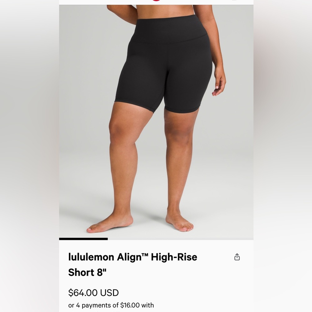 NWT Lululemon Align hr short 8” size 8
